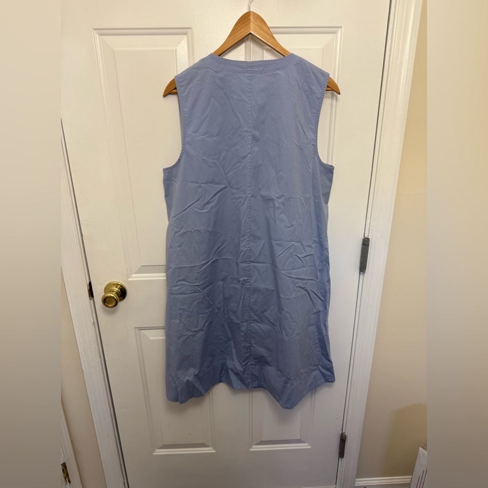 Eileen Fisher Sleeveless Organic Cotton Poplin Dress Quarter Zip Light Blue Sz M - Picture 8 of 10